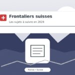 Illustration graphique d'un article de blog d'information pour le frontalier suisse, avec un titre sur les sujets de 2026.